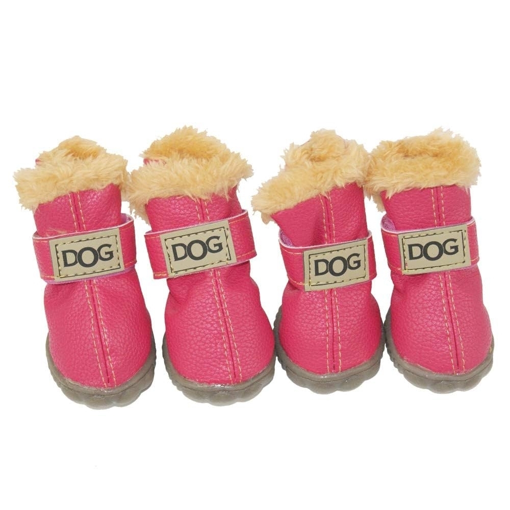 Pink Dog Boots with Fur Lining
